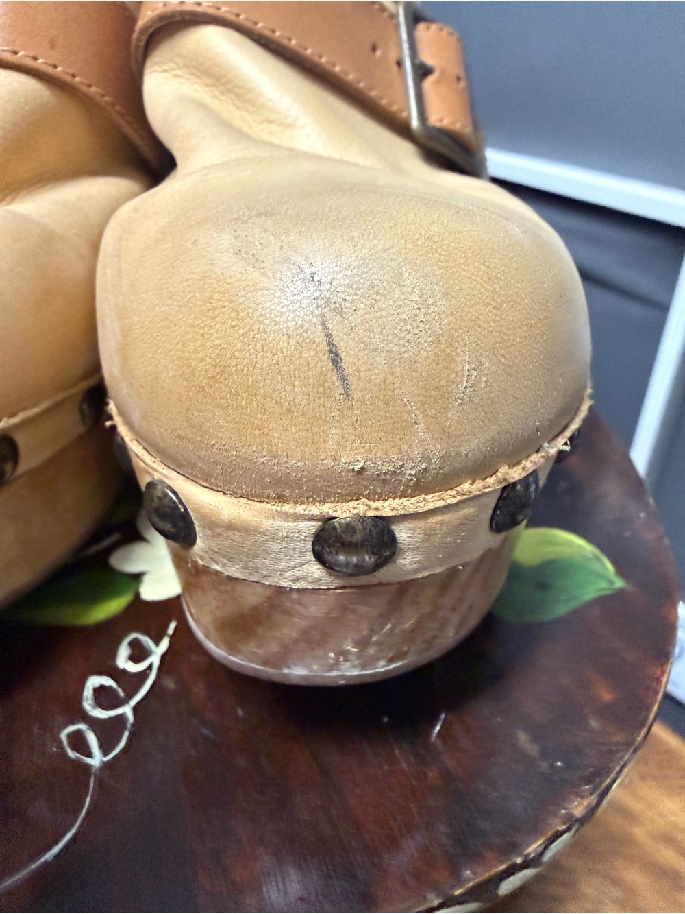 Free People Culver City Clog Leather Tan Clog Mules with Buckle - Picture 7 of 10